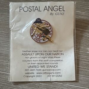 Postal Angel Pin by - Gold and Brown